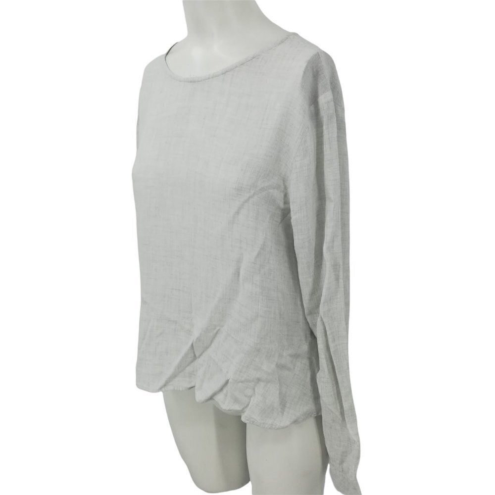 Cloth & Stone Anthropologie Button Back Peplum Blouse Size M Natural Cream - Picture 5 of 12